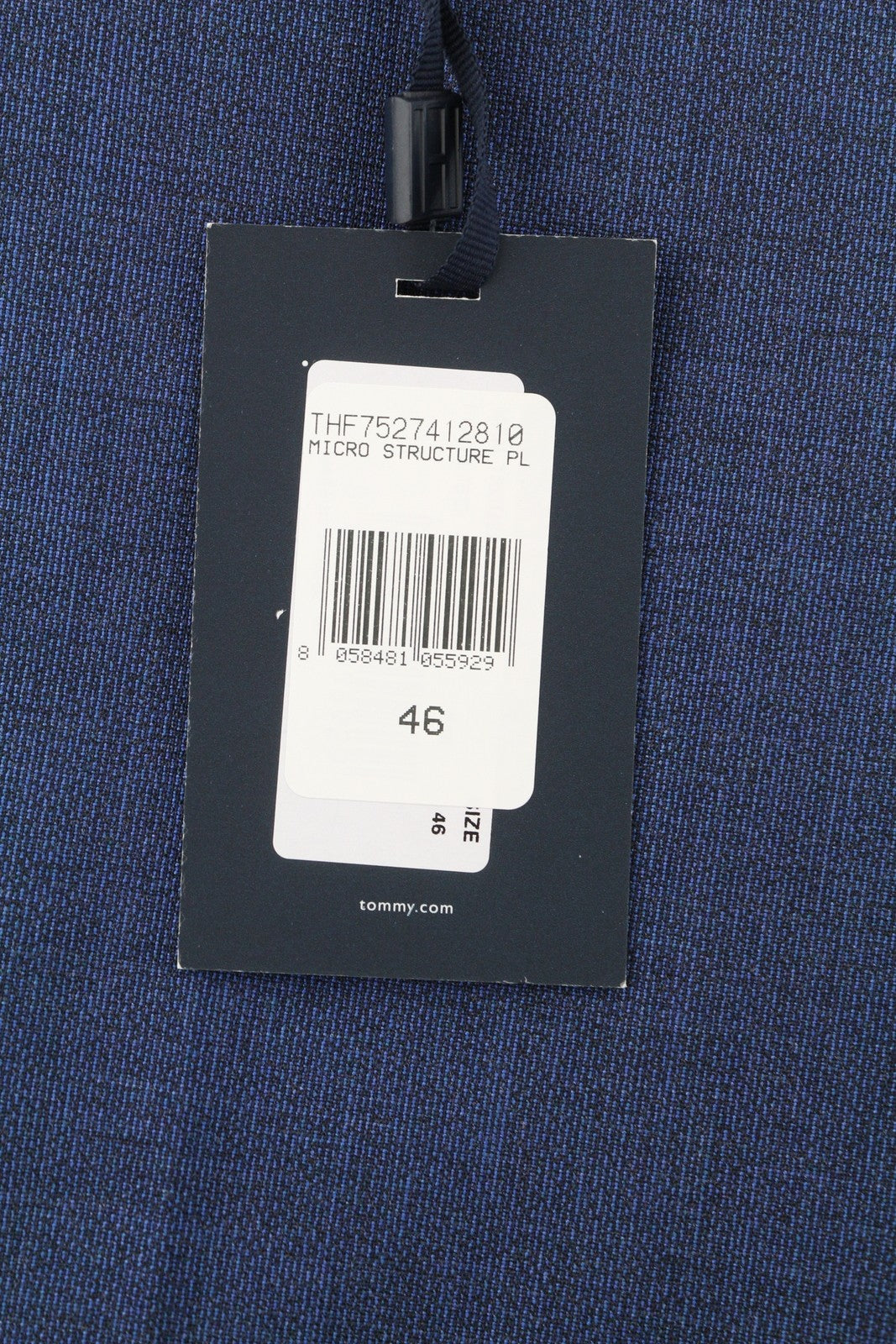 TOMMY HILFIGER Micro Structure vyriškos kelnės W31 mėlynos THFlex vilnos mišinio plonas kirpimas 