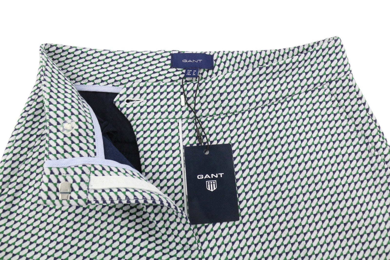 GANT Geo Jersey moteriškas kostiumas, pilkas, raštuotas, vienaeilis, su įpjova atvartu, 2in1 