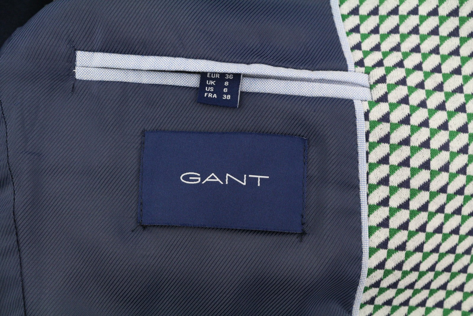 GANT Geo Jersey moteriškas kostiumas, pilkas, raštuotas, vienaeilis, su įpjova atvartu, 2in1 