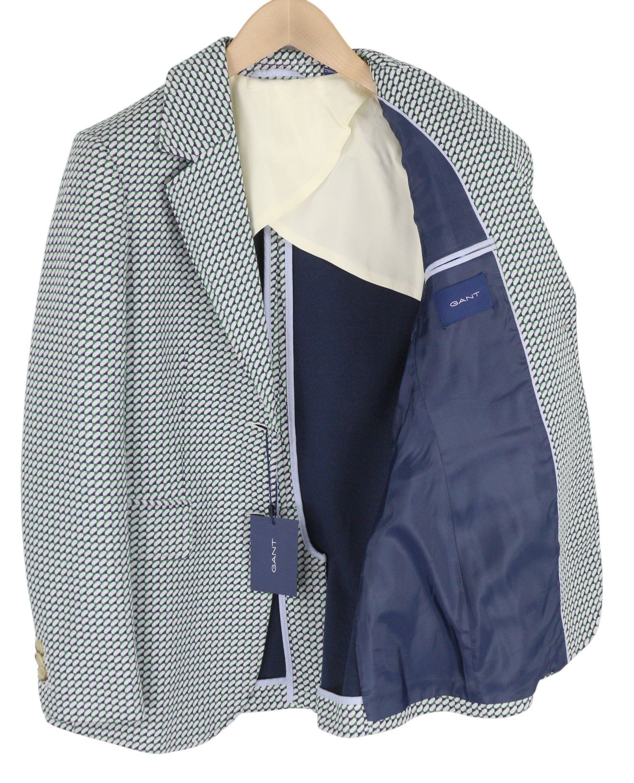 GANT Geo Jersey moteriškas kostiumas, pilkas, raštuotas, vienaeilis, su įpjova atvartu, 2in1 