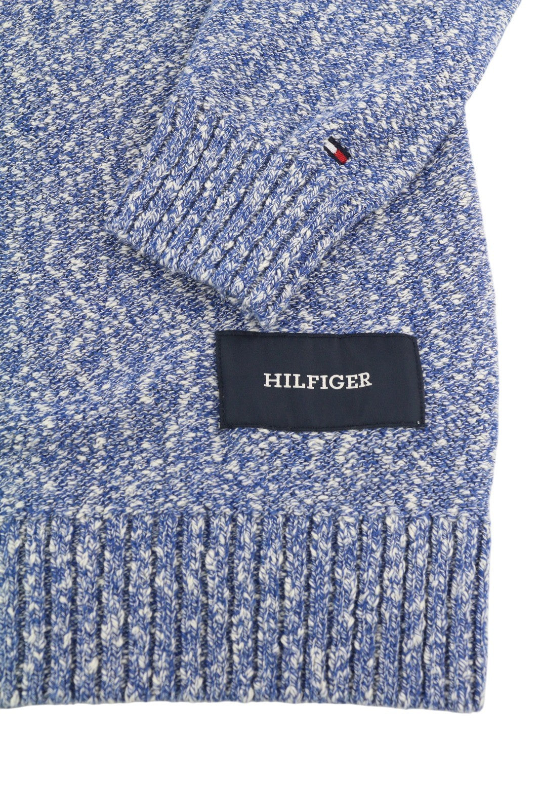 TOMMY HILFIGER Slub Yarn C NK vyriškas megztinis S mėlynos spalvos melanžo megztinis, rekomenduojama kaina – 149 € 