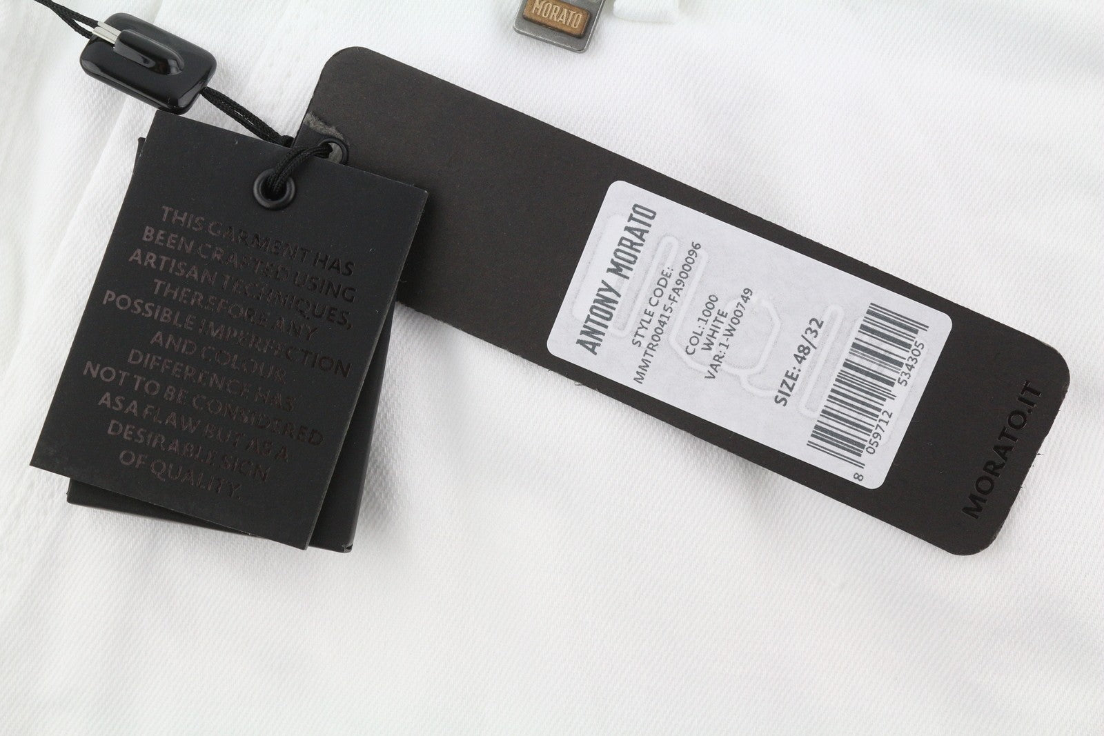 ANTONY MORATO Prince vyriškos kelnės W32 baltos lino mišinio laisvo kirpimo su sagomis 