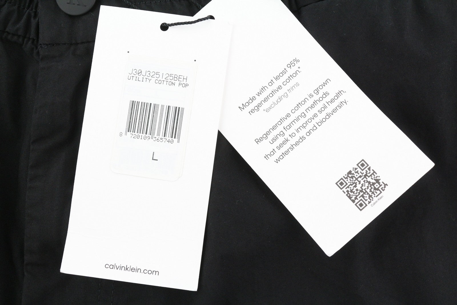 CALVIN KLEIN Utility Cotton Pop vyriškos kelnės L dydžio, juodos, su elastingu juosmeniu ir logotipu.