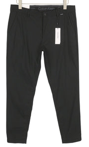 CALVIN KLEIN Tech Cotton Stretch Slim vyriškos kelnės M juodos Slim Fit su užtrauktuku laisvalaikio stiliaus 