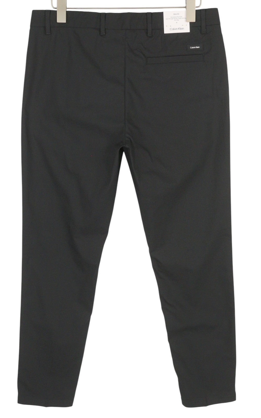 CALVIN KLEIN Tech Cotton Stretch Slim vyriškos kelnės M juodos Slim Fit su užtrauktuku laisvalaikio stiliaus 