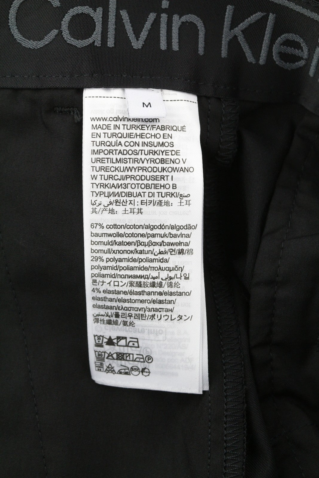 CALVIN KLEIN Tech Cotton Stretch Slim vyriškos kelnės M juodos Slim Fit su užtrauktuku laisvalaikio stiliaus 
