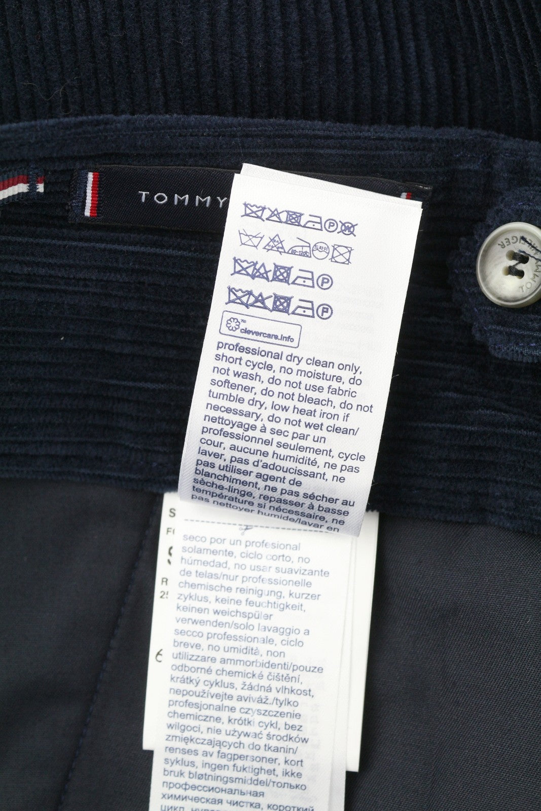 TOMMY HILFIGER Rock Velvet Cashmere vyriškos kelnės, W36, mėlynos, velveto, plonos 