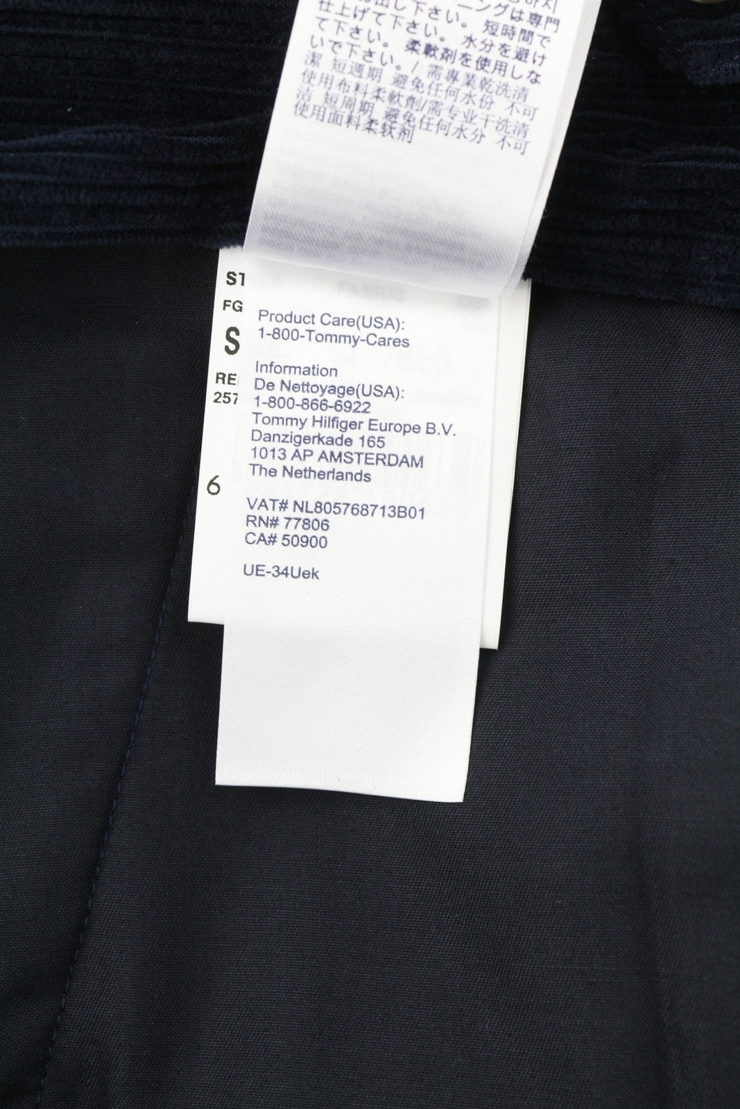 TOMMY HILFIGER Rock Velvet Cashmere vyriškos kelnės, W36, mėlynos, velveto, plonos 