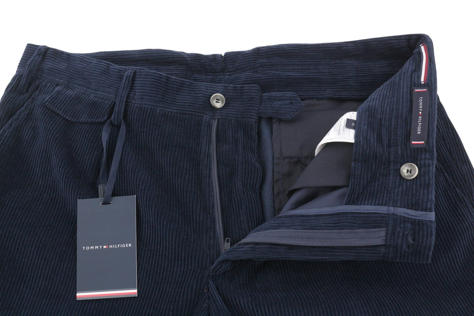 TOMMY HILFIGER Rock Velvet Cashmere vyriškos kelnės, W36, mėlynos, velveto, plonos 