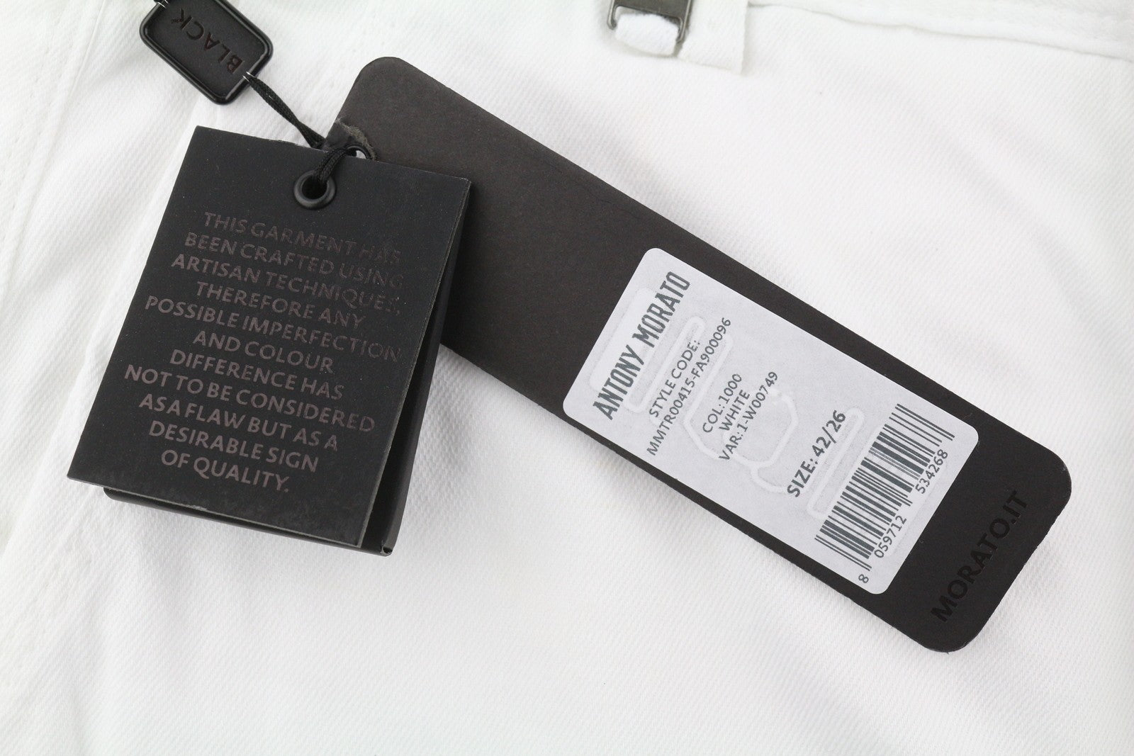 ANTONY MORATO Prince vyriškos kelnės W26 baltos lino mišinio laisvo kirpimo su sagomis 