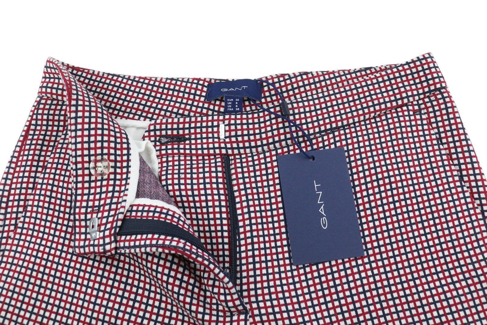 GANT Preppy Check Cigarette moteriškos kelnės EU36 Slim Fit trumpintos iki kulkšnių 