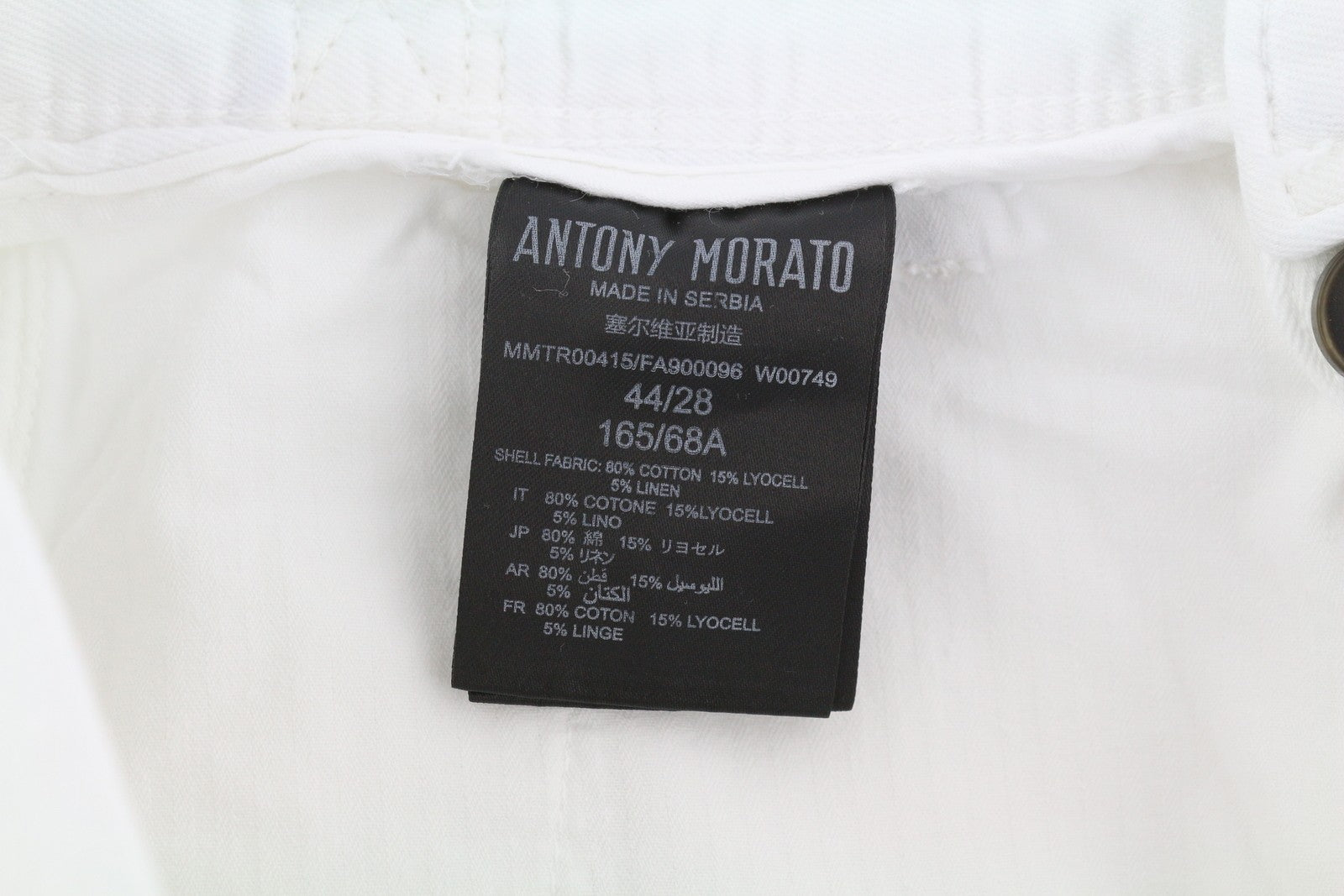 ANTONY MORATO Prince vyriškos kelnės W28 baltos lino mišinio laisvo kirpimo su sagomis 