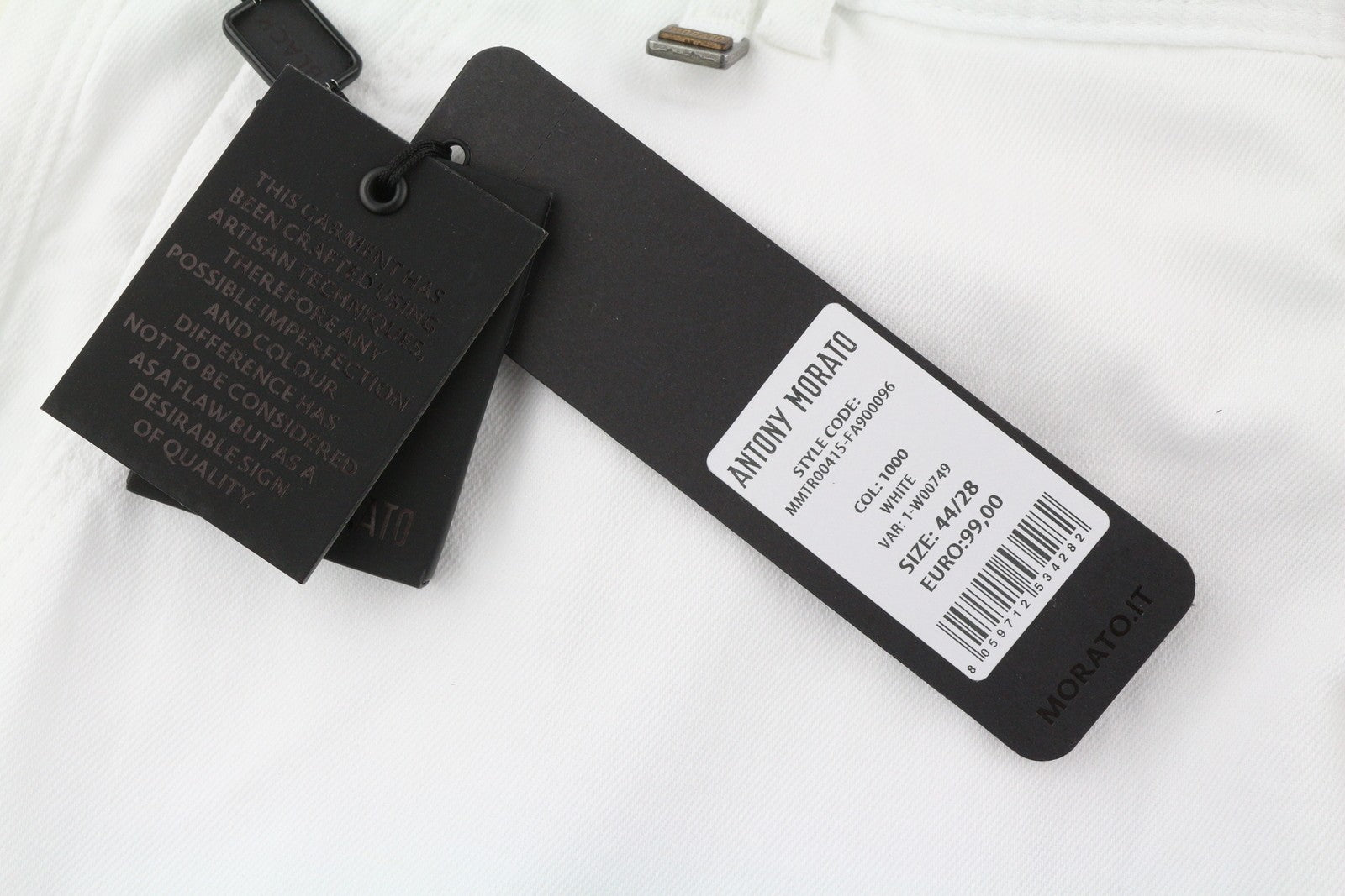 ANTONY MORATO Prince vyriškos kelnės W28 baltos lino mišinio laisvo kirpimo su sagomis 