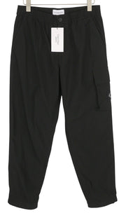 CALVIN KLEIN Utility Cotton Pop vyriškos kelnės M juodos krovininės su elastingu juosmeniu logotipu 