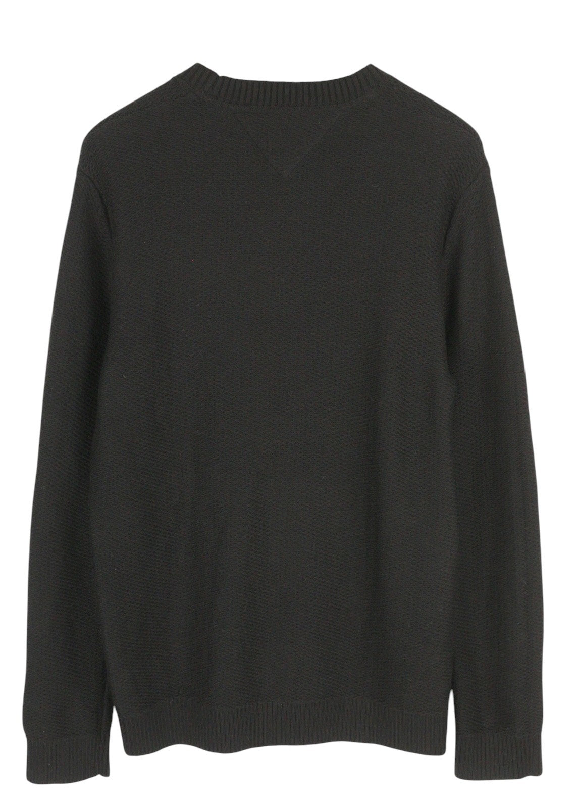 TOMMY HILFIGER Req Structured vyriškas megztinis M, juodas, megztinis su apvalia kaklo iškirpte 