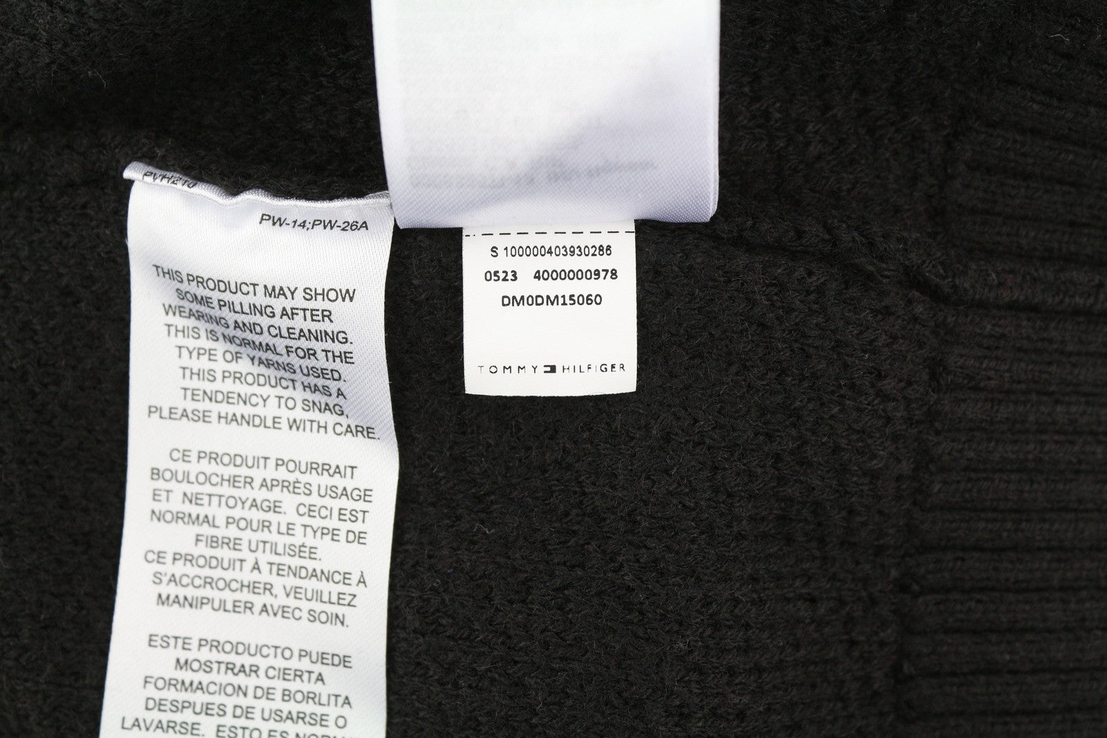 TOMMY HILFIGER Req Structured vyriškas megztinis M, juodas, megztinis su apvalia kaklo iškirpte 