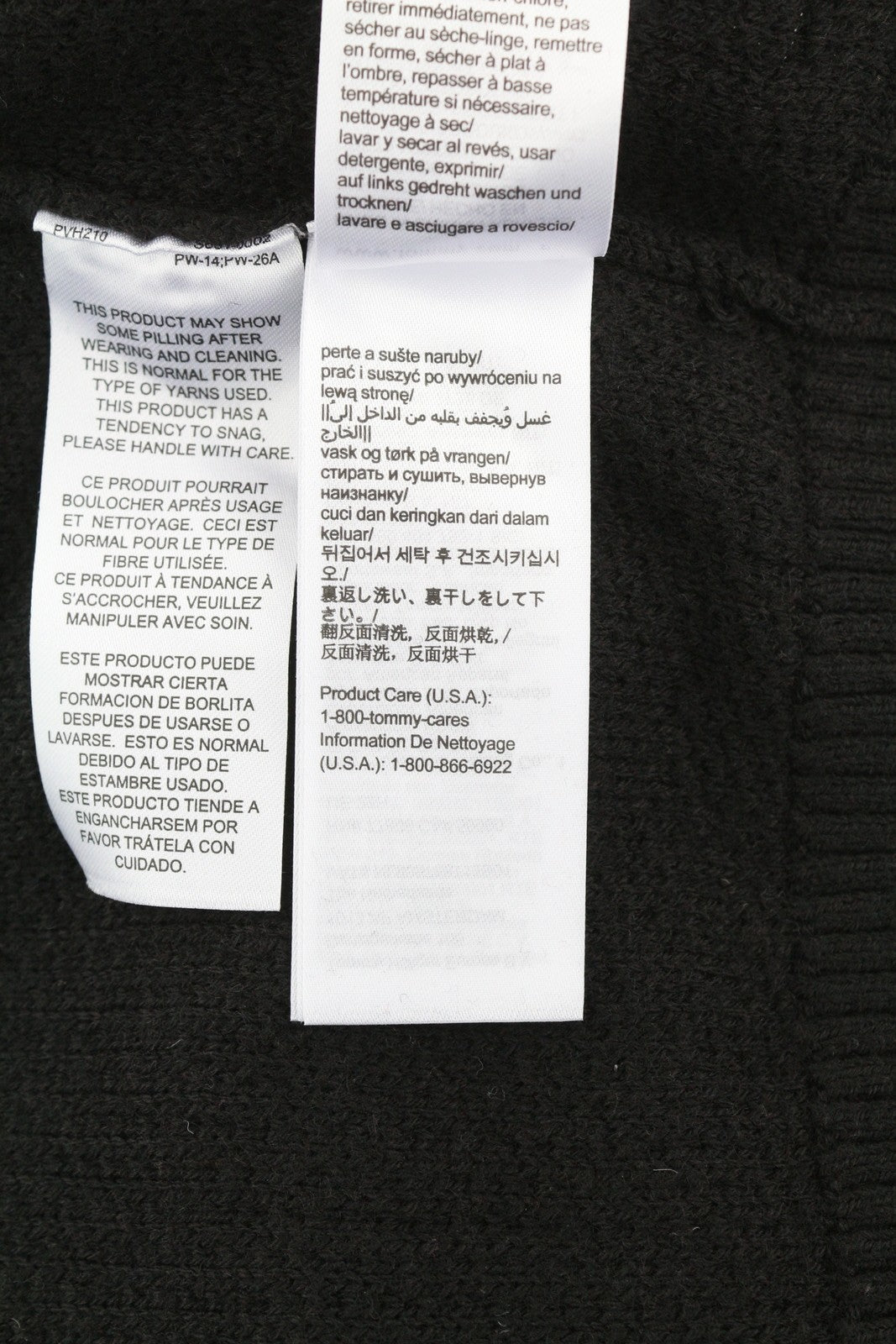 TOMMY HILFIGER Req Structured vyriškas megztinis M, juodas, megztinis su apvalia kaklo iškirpte 