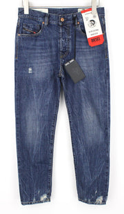 DIESEL Mharky 080AG vyriški džinsai W29/L30 Slim Skinny Fit, dirbtinės mėlynos medvilnės 