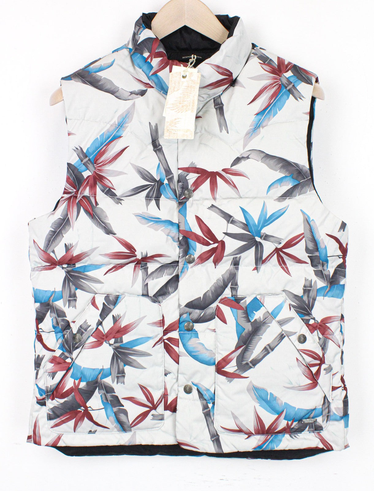 SCOTCH &amp; SODA vyriška liemenė M, balkšva, lapų rašto, dvipusė, aukšta iškirpte 