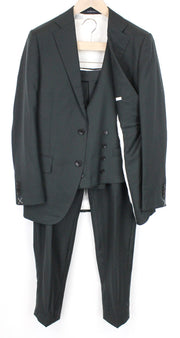 SUITSUPPLY Lazio Men's Suit UK36R Dark Green Slim 3-Piece Wool S110 Perennial