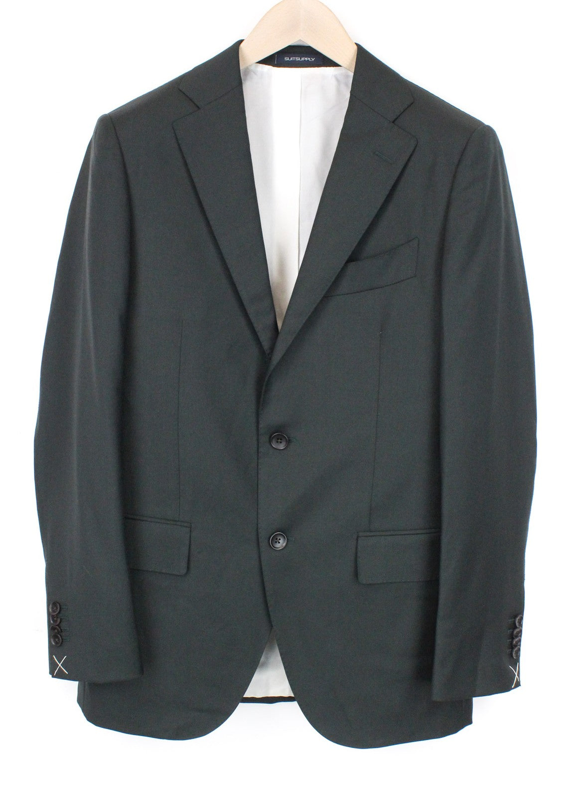 SUITSUPPLY Lazio Men's Suit UK36R Dark Green Slim 3-Piece Wool S110 Perennial