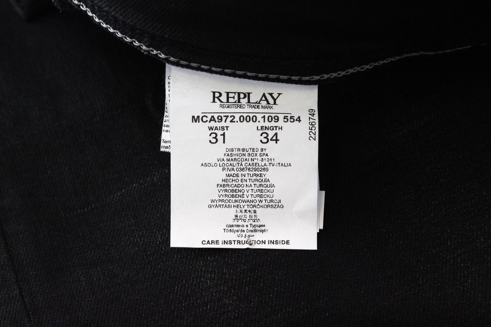 REPLAY Grover vyriški džinsai W31/L34 tiesūs juodi su 5 kišenėmis, tamprūs, laisvalaikio stiliaus 