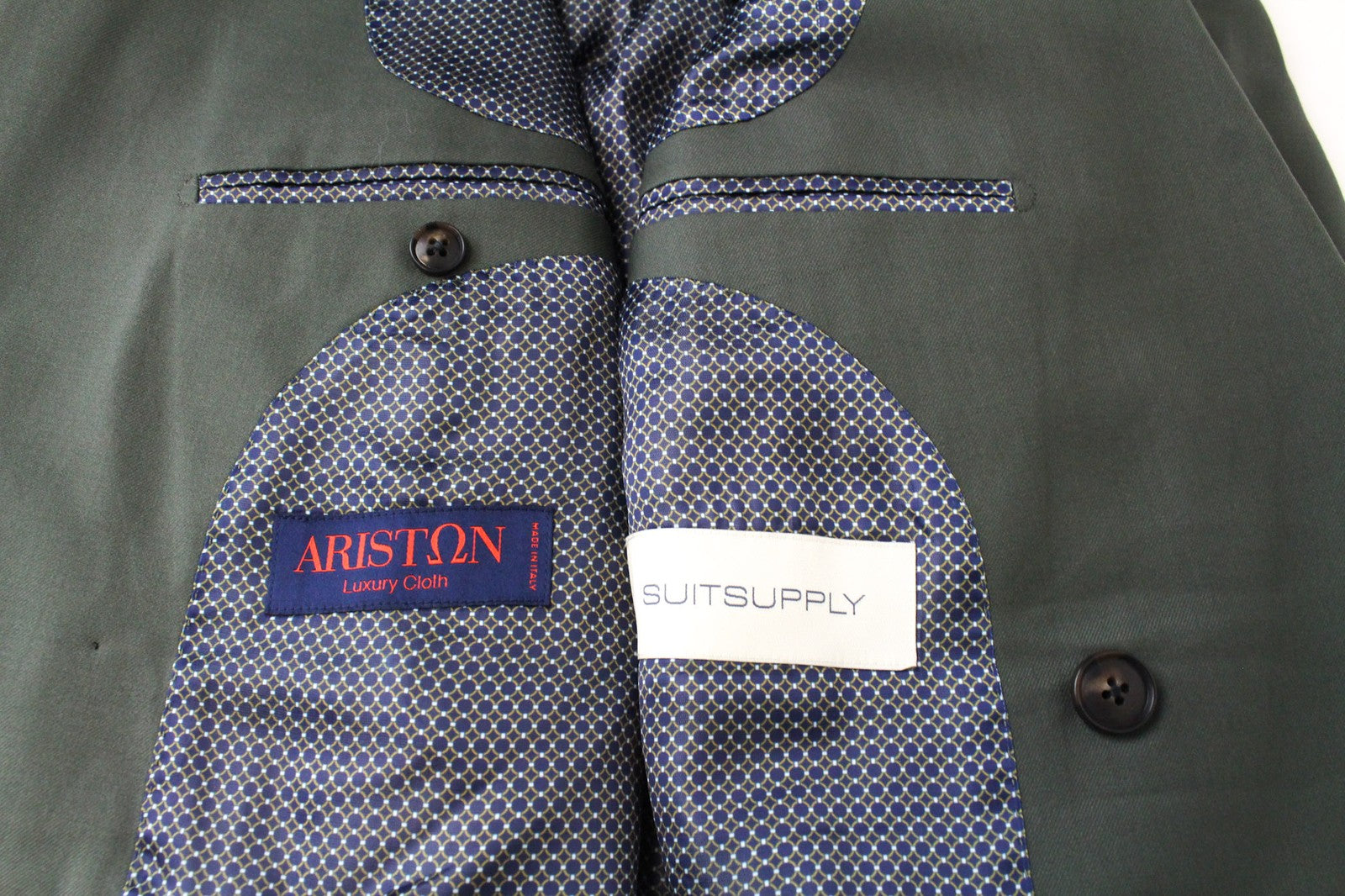 SUITSUPPLY La Spalla Men's Suit UK38L Green Slim Wool Melange Two-Row Two-Piece