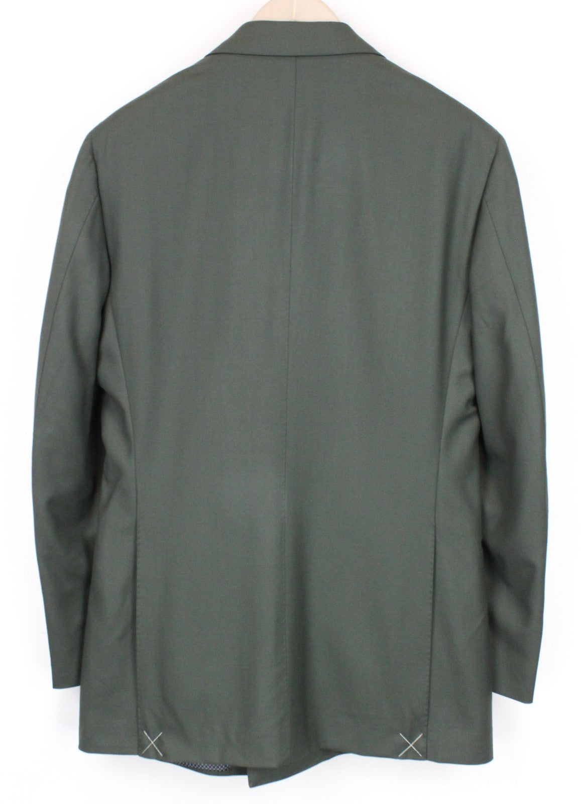 SUITSUPPLY La Spalla Men's Suit UK38L Green Slim Wool Melange Two-Row Two-Piece