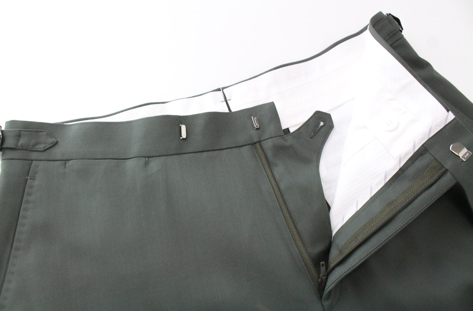 SUITSUPPLY La Spalla Men's Suit UK38L Green Slim Wool Melange Two-Row Two-Piece