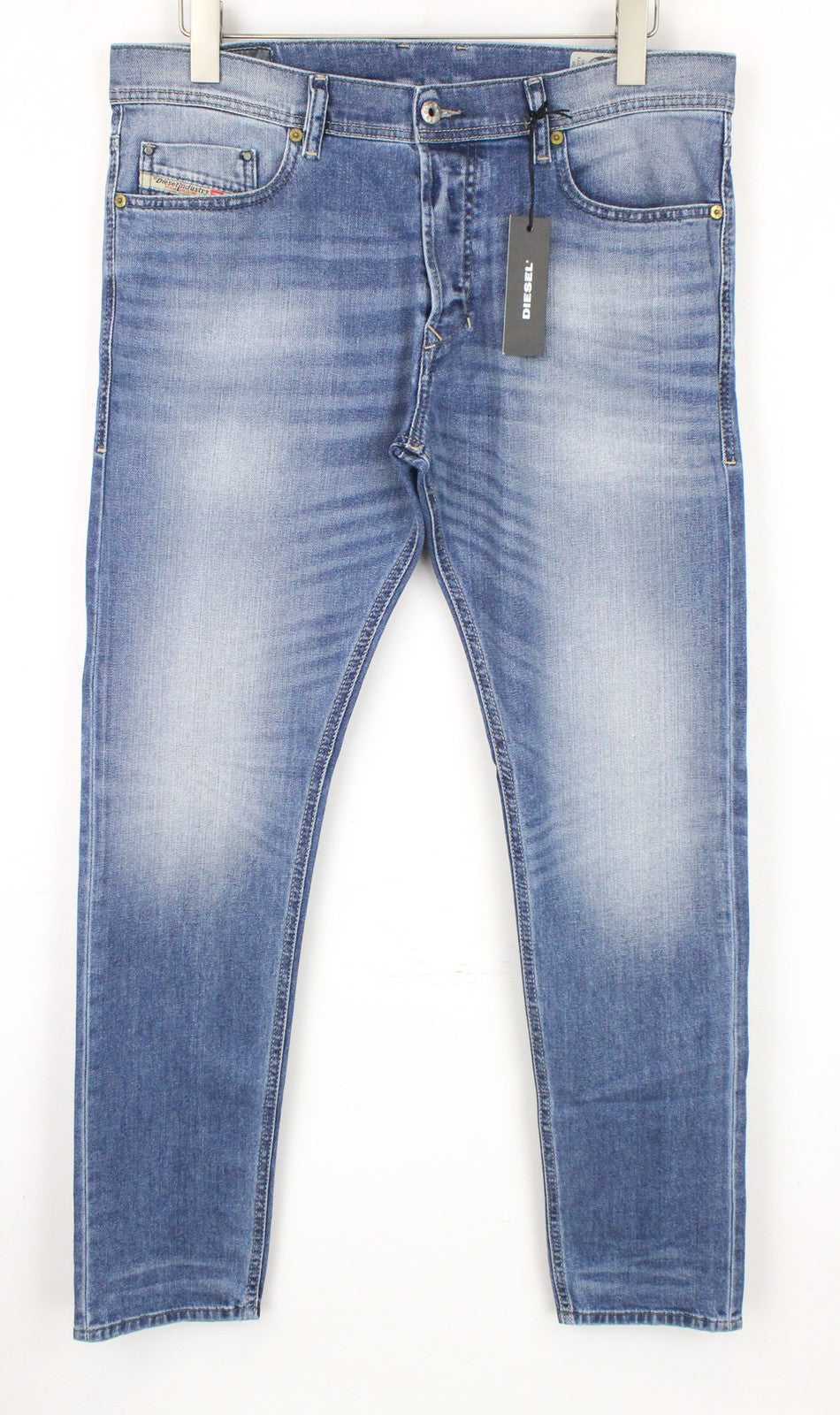 DIESEL Tepphar 0842H vyriški džinsai W33/L32 Slim Carrot Fit, mėlyni, skalbtos medvilnės 