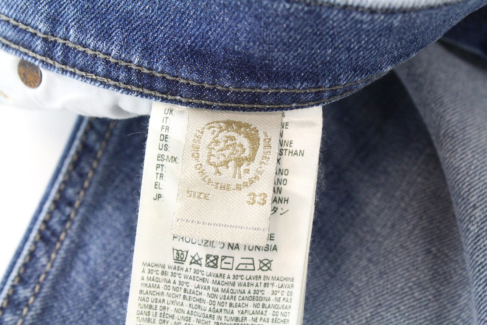 DIESEL Tepphar 0842H vyriški džinsai W33/L32 Slim Carrot Fit, mėlyni, skalbtos medvilnės 