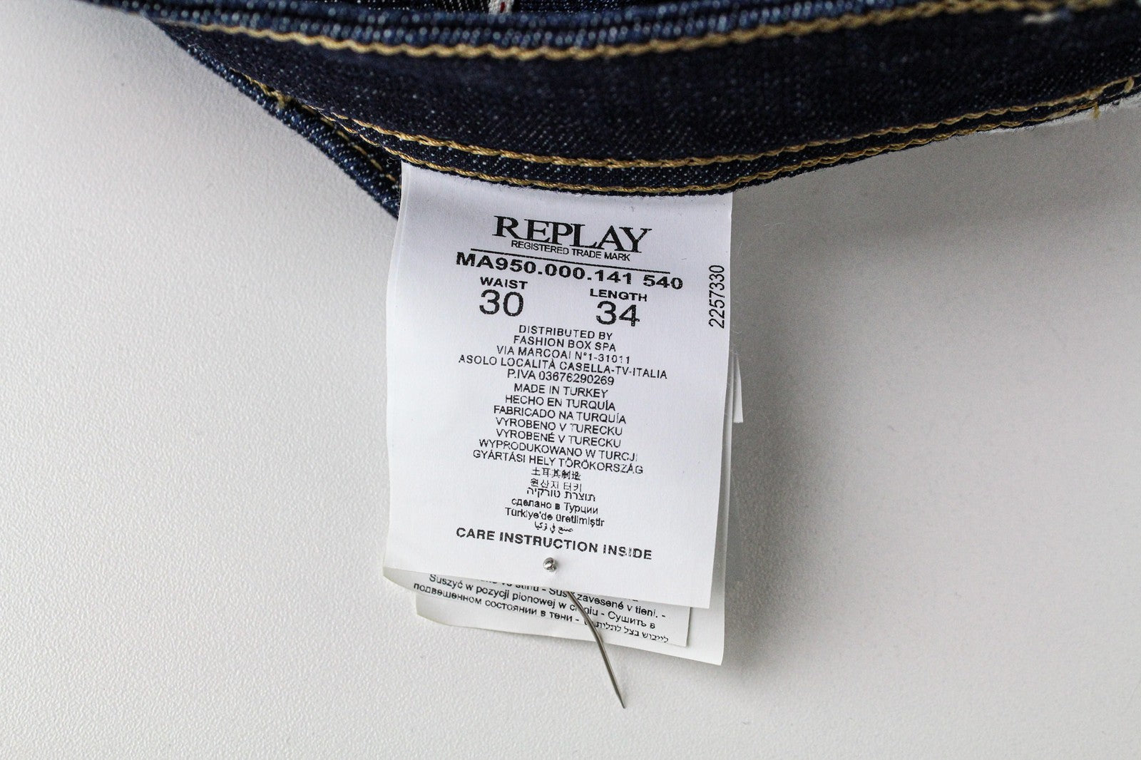 REPLAY Rob vyriški džinsai W30/L34 tiesūs, siaurėjantys, mėlyni, tamprūs, džinsinio kirpimo 