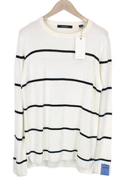 SCOTCH &amp; SODA Ams Couture vyriškas megztinis L dydžio balkšvas, aptemptas, dryžuotas megztinis 