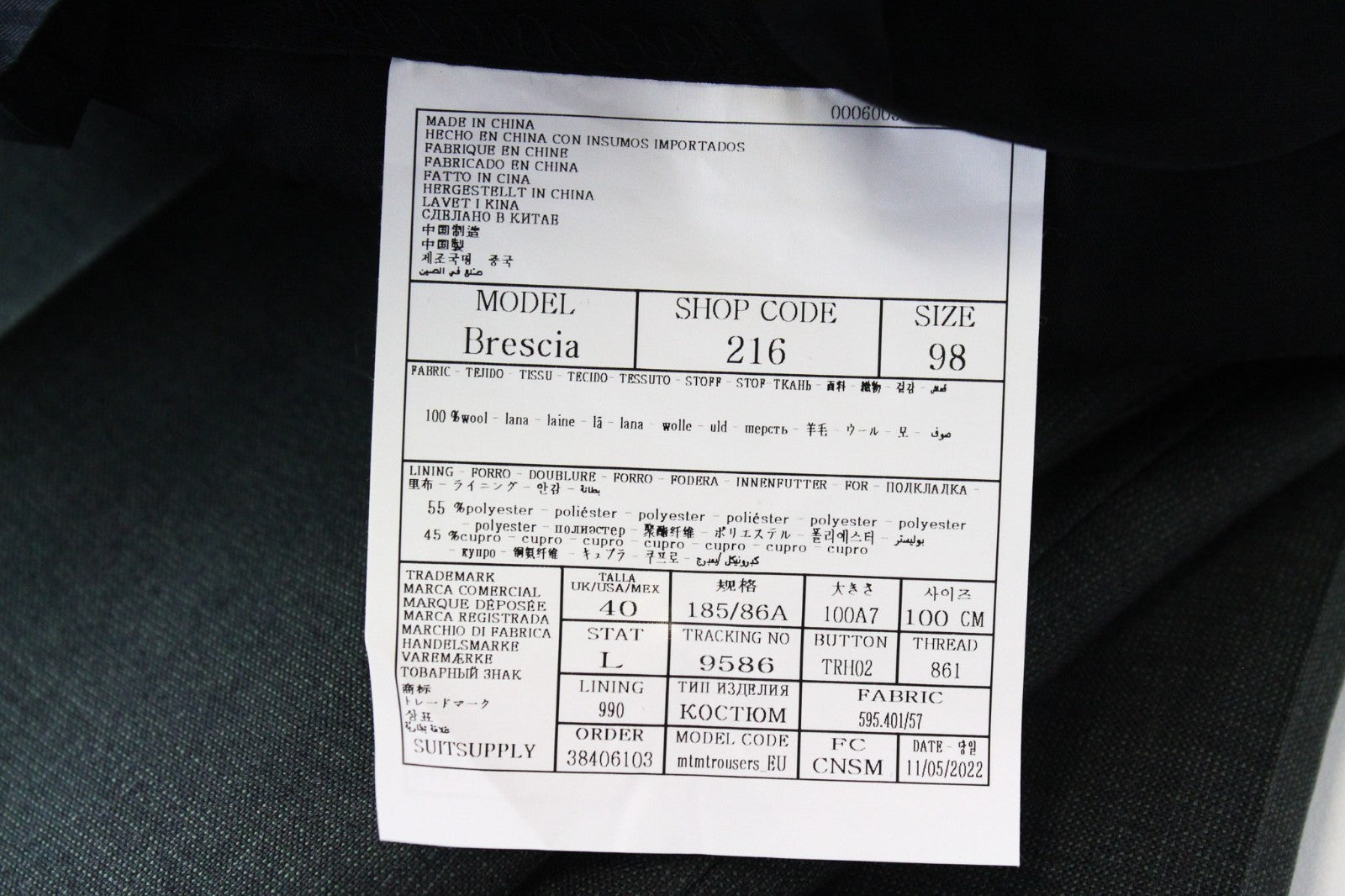 SUITSUPPLY La Spalla Men's Suit UK42L Single-Breast Green Pure Wool Two-Piece