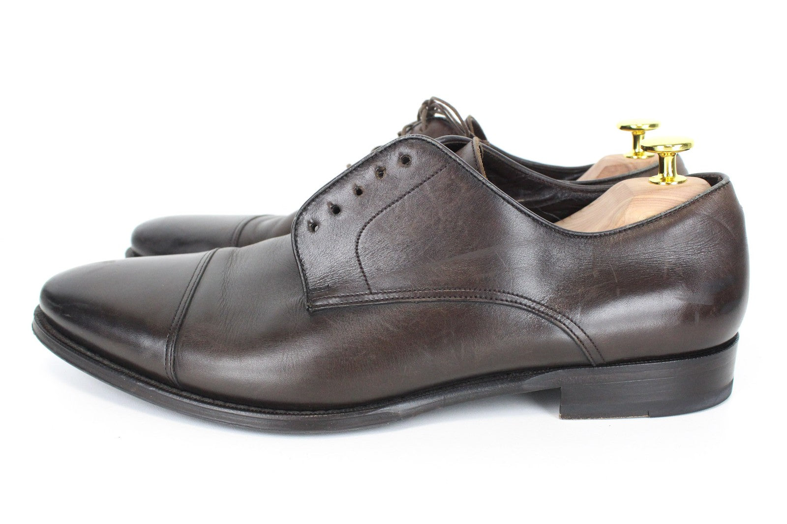 SUITSUPPLY Men's Formal Shoes EU44 Brown Leather Classic Low-Top Lace-Up Style