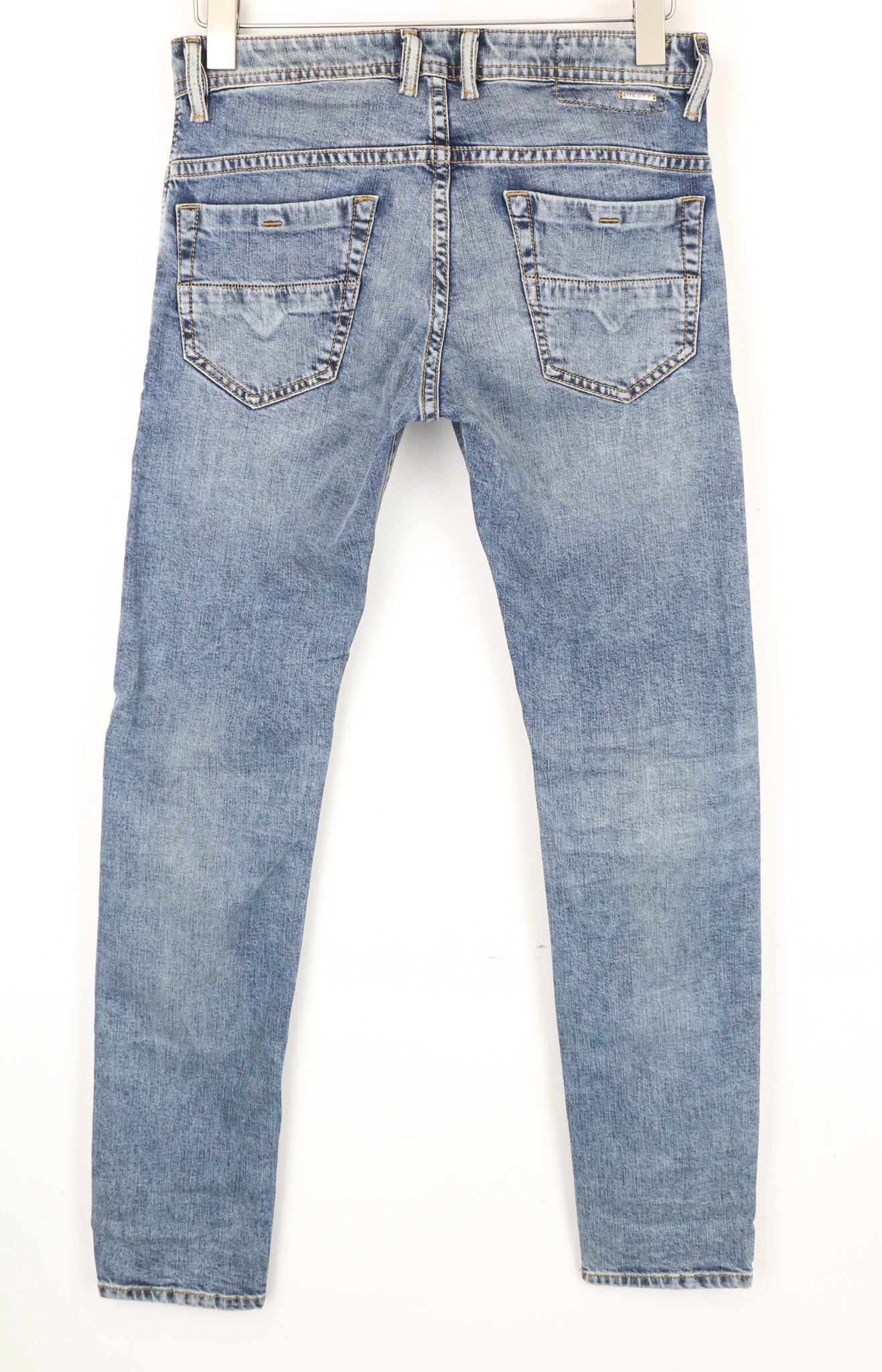 DIESEL Thommer 084UX vyriški džinsai W27/L32 vidutinio mėlynumo berniukams, ploni, tamprūs, aptempti džinsai su užtrauktuku 