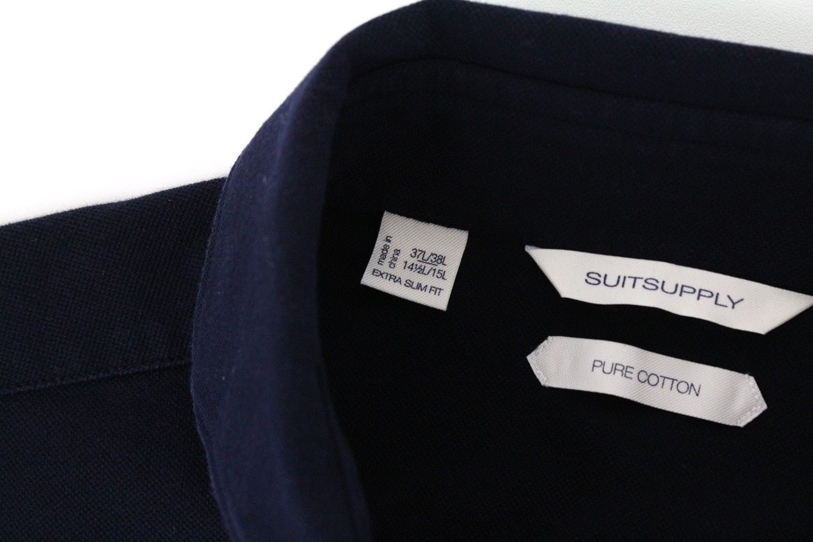 SUITSUPPLY vyriški marškinėliai su plonu kirpimu, 37L/38L/14.5/15L, tamsiai mėlyni, grynos medvilnės polo marškinėliai 