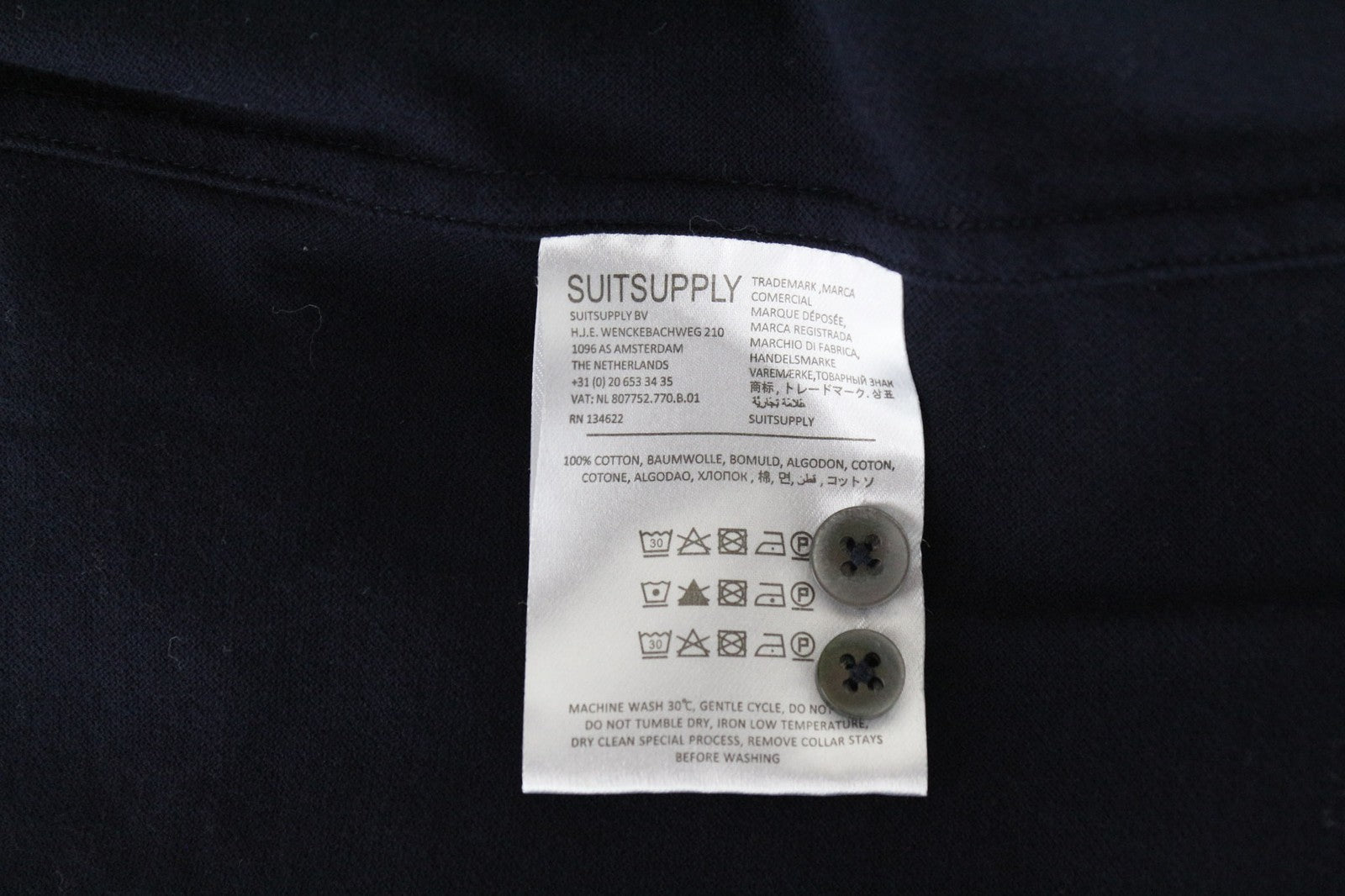 SUITSUPPLY vyriški marškinėliai su plonu kirpimu, 37L/38L/14.5/15L, tamsiai mėlyni, grynos medvilnės polo marškinėliai 