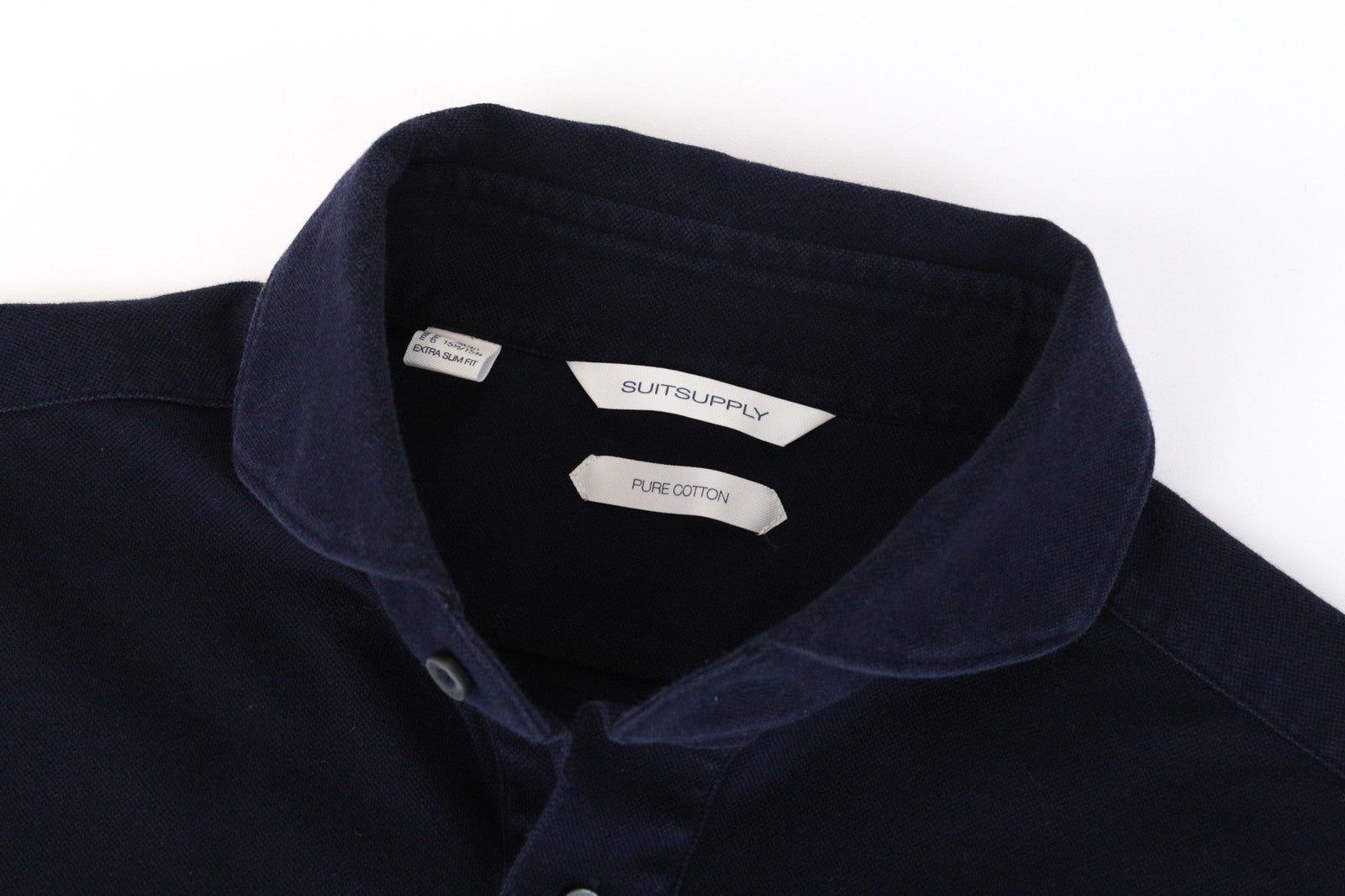 SUITSUPPLY vyriški marškinėliai 39/40/15.5/15.75 ypač ploni polo marškinėliai, tamsiai mėlyni, grynos medvilnės 