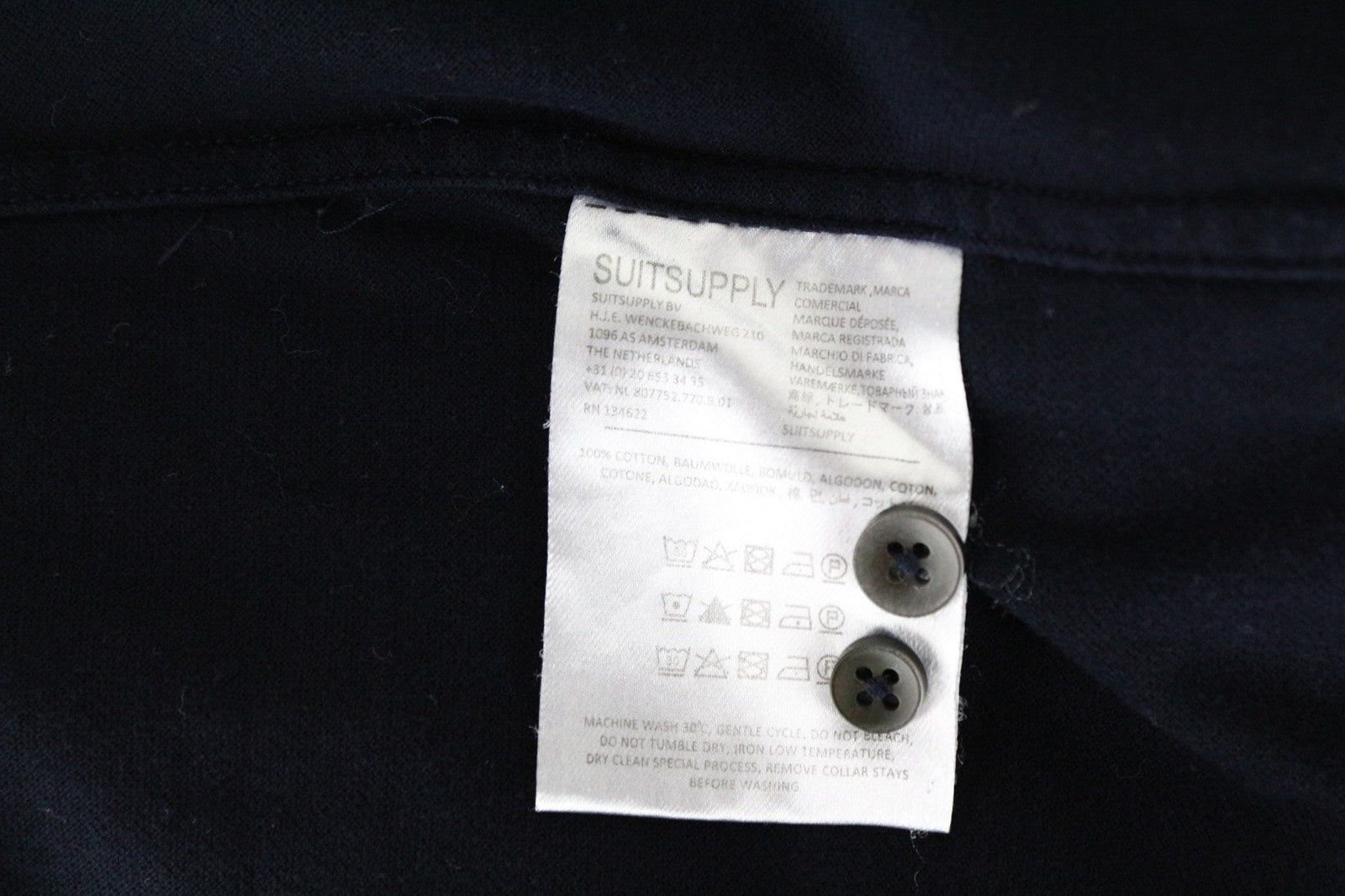 SUITSUPPLY vyriški marškinėliai 39/40/15.5/15.75 ypač ploni polo marškinėliai, tamsiai mėlyni, grynos medvilnės 