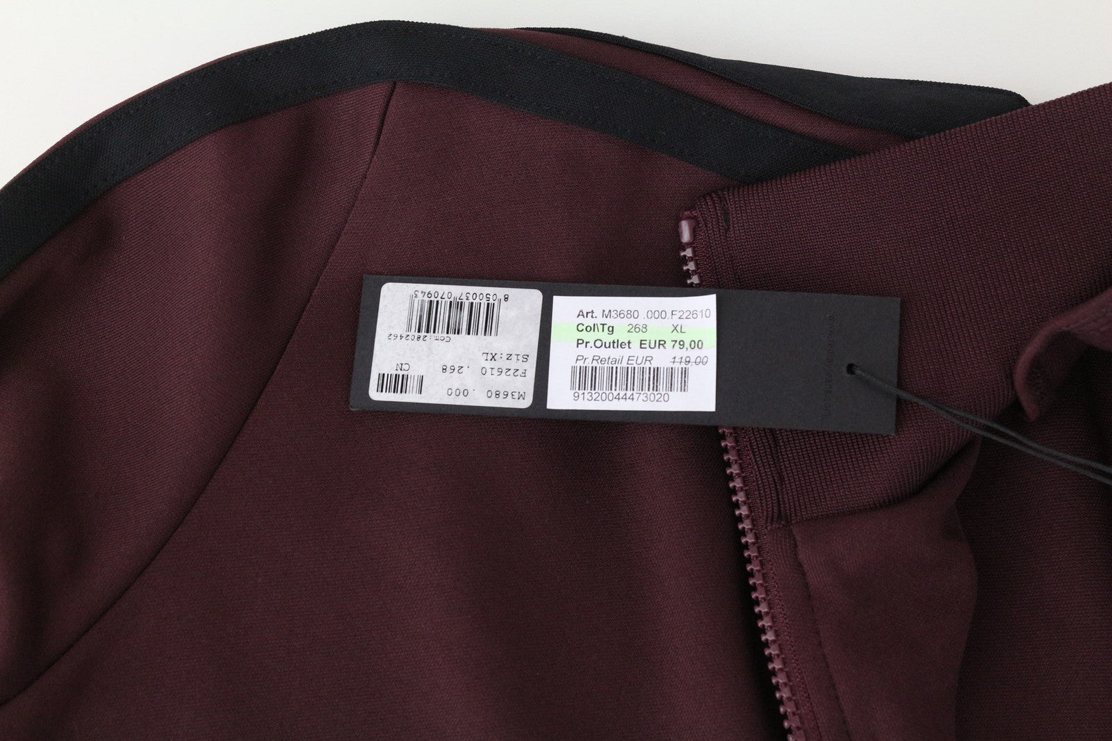 REPLAY riboto leidimo vyriškas džemperis XL dydžio bordo spalvos su užtrauktuku ilgomis rankovėmis 