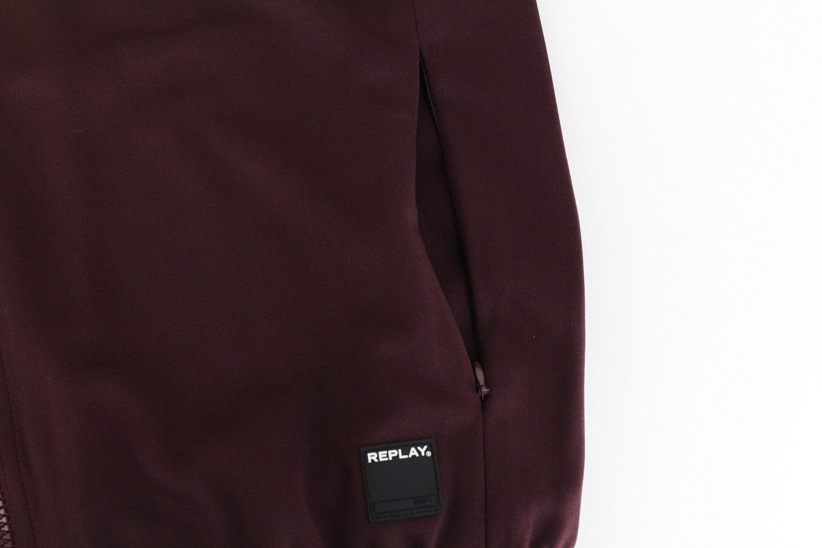 REPLAY riboto leidimo vyriškas džemperis XL dydžio bordo spalvos su užtrauktuku ilgomis rankovėmis 