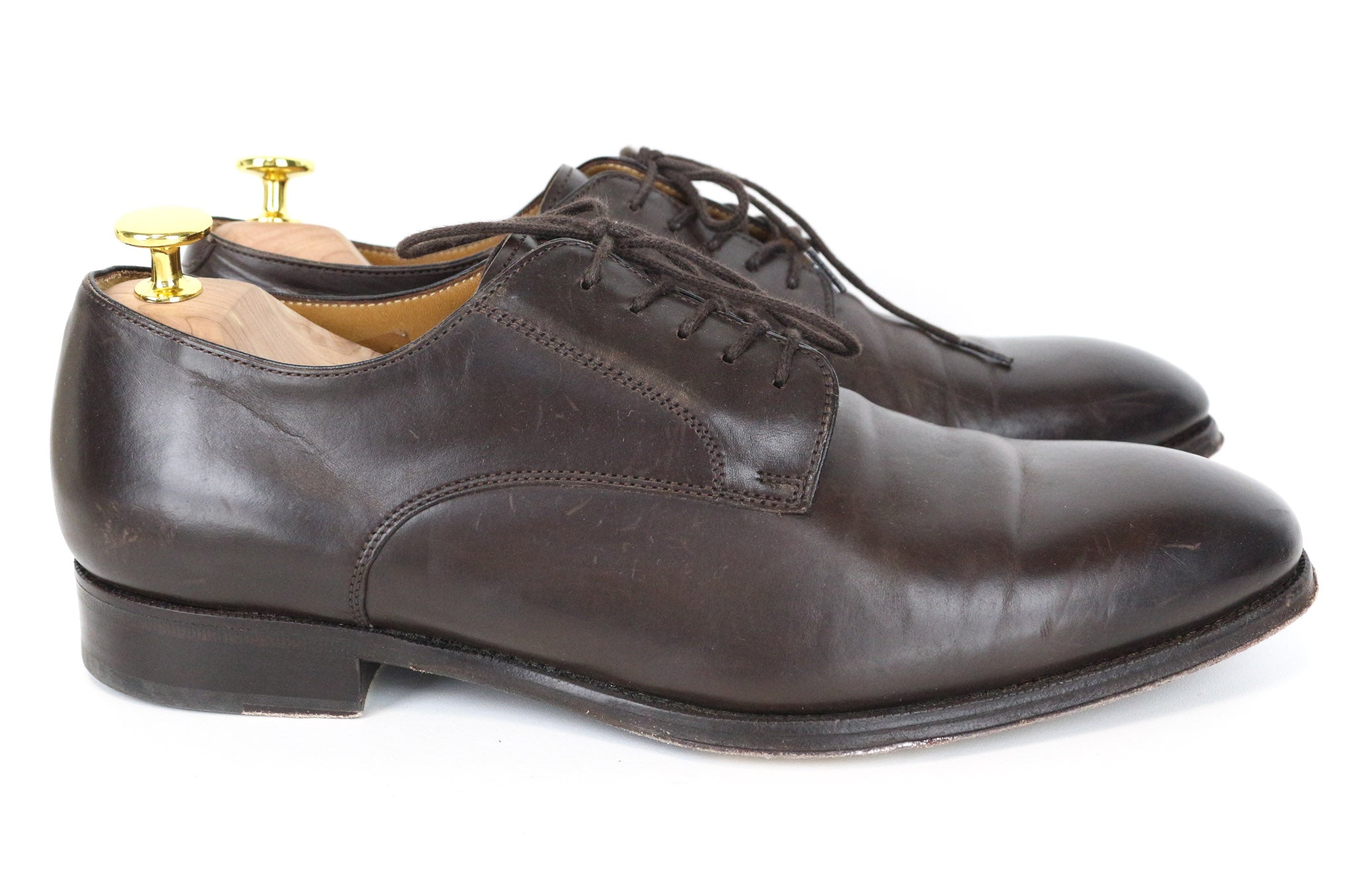 SUITSUPPLY vyriški batai, EU41.5, tamsiai rudi, klasikiniai, oksfordo stiliaus, grynos veršiuko odos 