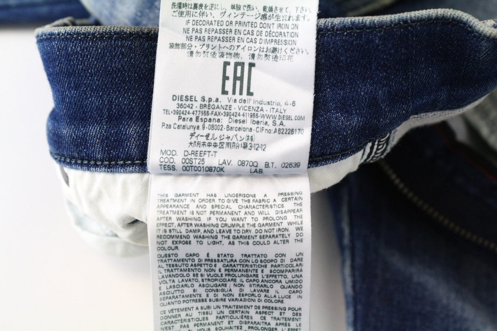 DIESEL D-Reeft-T 0870Q vyriški džinsai W26 mėlyni Jogg Sweat Stretch Super Skinny berniukams 