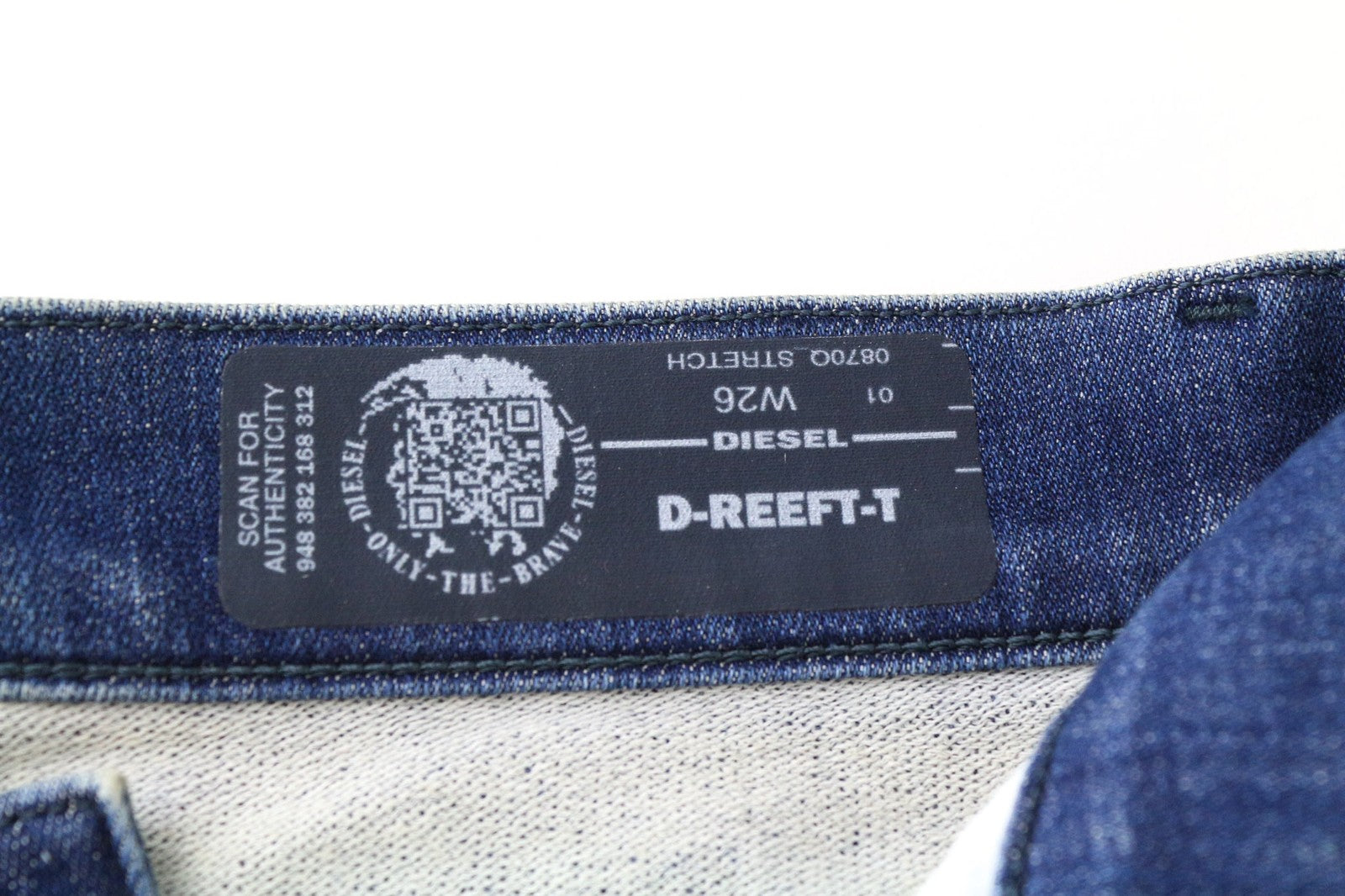 DIESEL D-Reeft-T 0870Q vyriški džinsai W26 mėlyni Jogg Sweat Stretch Super Skinny berniukams 