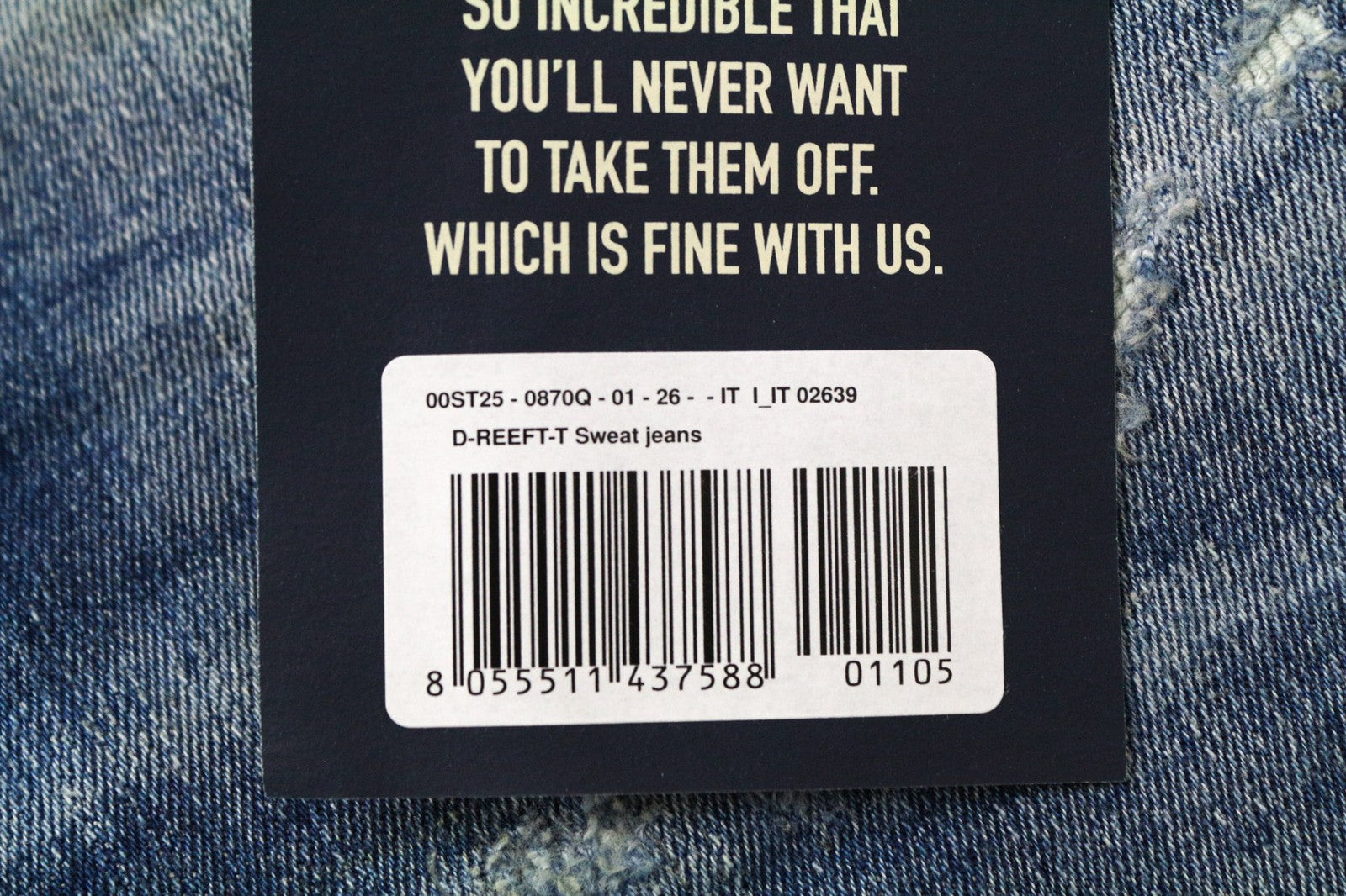 DIESEL D-Reeft-T 0870Q vyriški džinsai W26 mėlyni Jogg Sweat Stretch Super Skinny berniukams 