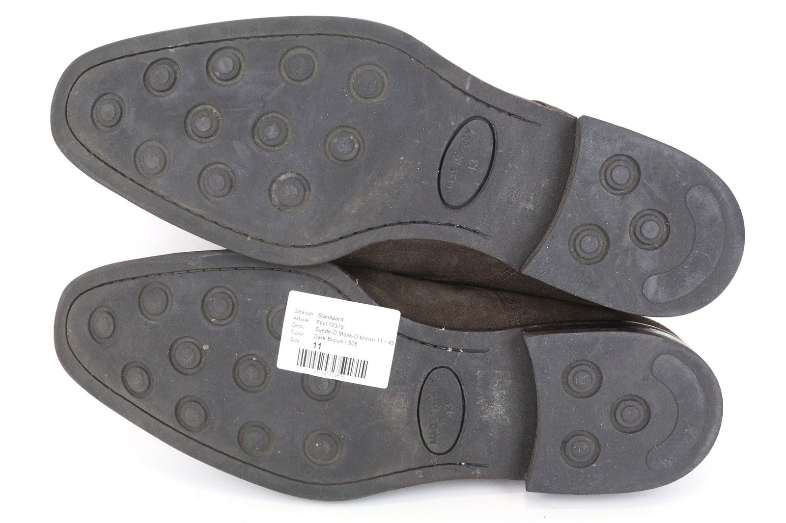 SUITSUPPLY vyriški batai, EU43, tamsiai rudi, zomšiniai, odiniai, dvigubais dirželiais, formalūs 