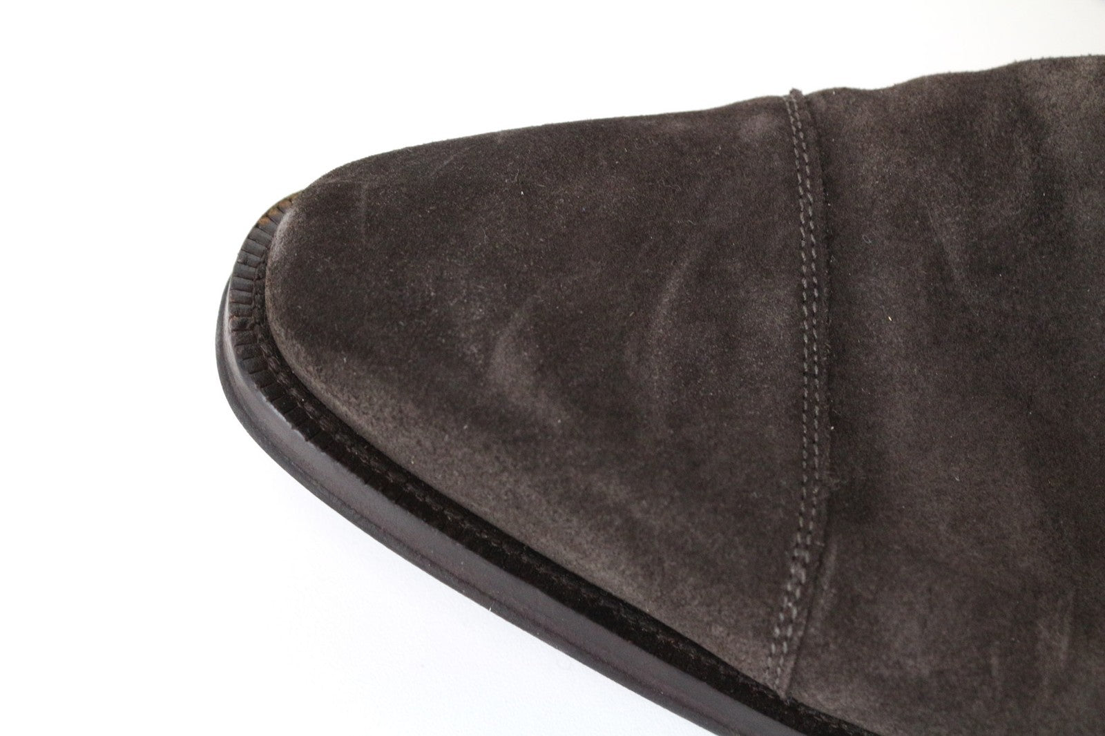 SUITSUPPLY vyriški batai, EU43, tamsiai rudi, zomšiniai, odiniai, dvigubais dirželiais, formalūs 