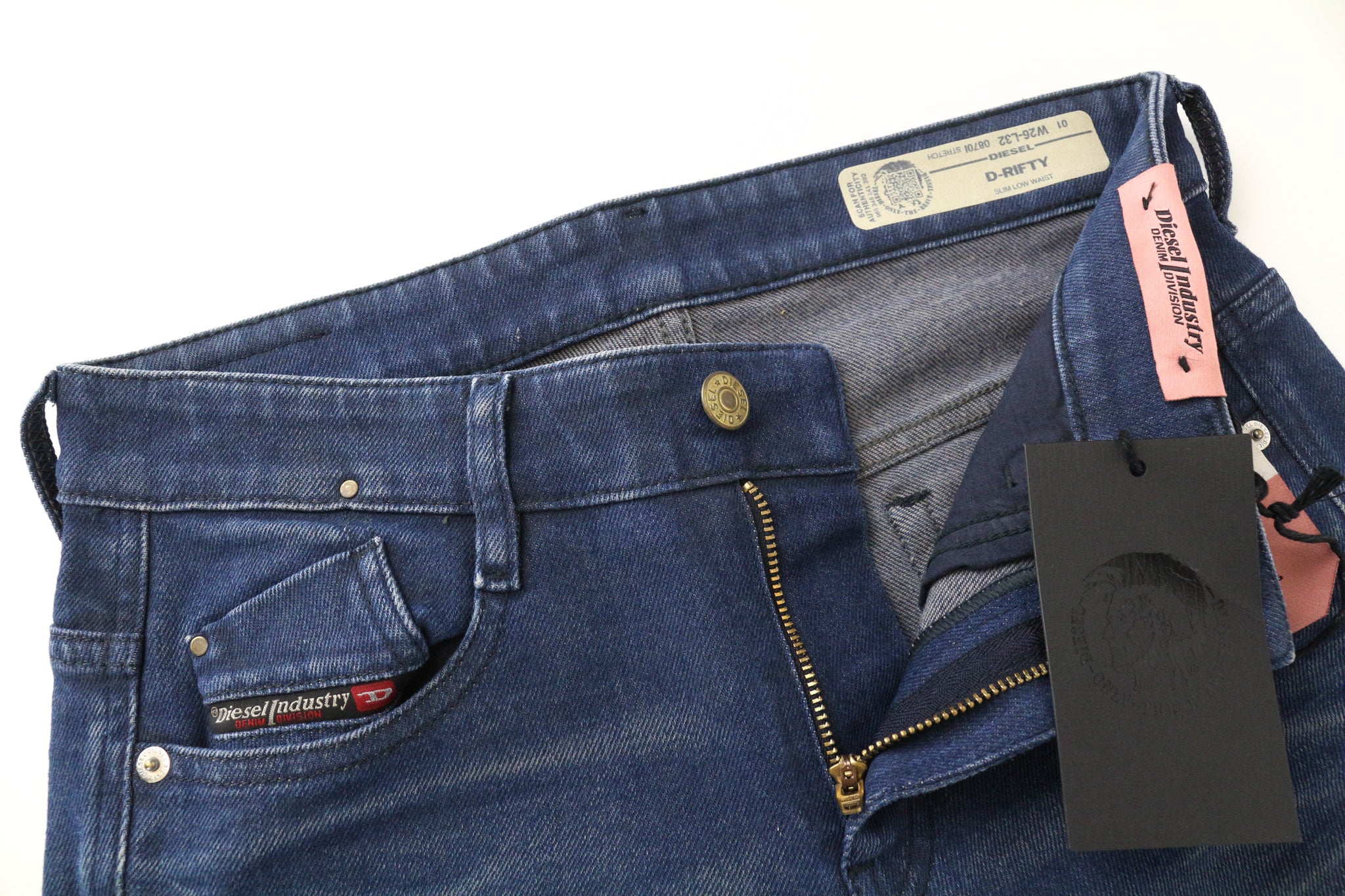 DIESEL D-Rifty 0870I Women's Jeans W26/L32 Blue Slim Fit Stretch Low Waist Zip