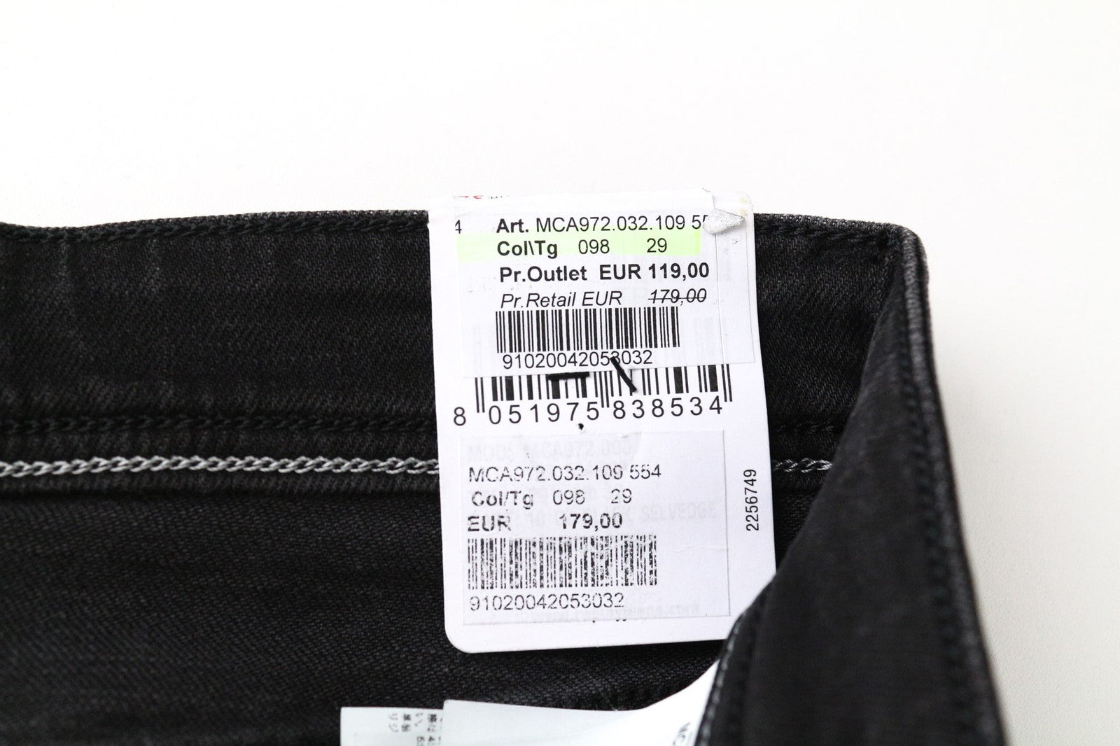REPLAY Grover Men's Jeans W29/L32 Straight Black Stretch Selvedge Button-Fly